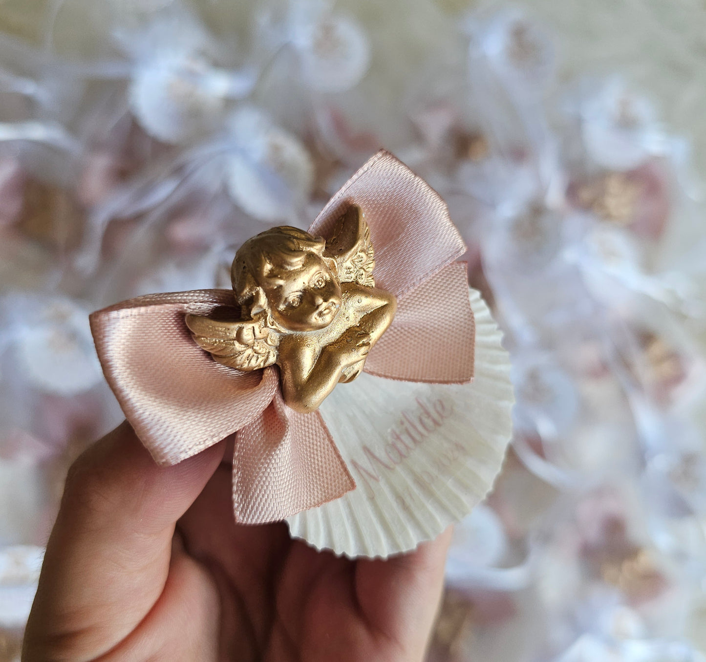 Mini concha íman com anjinho dourado