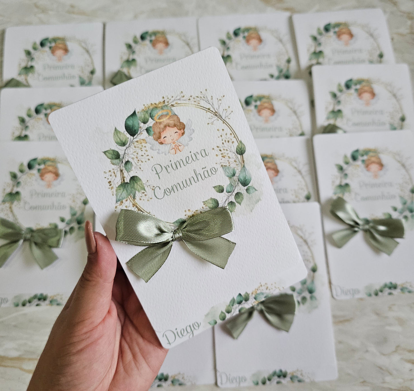 Convite Anjinho floral verde