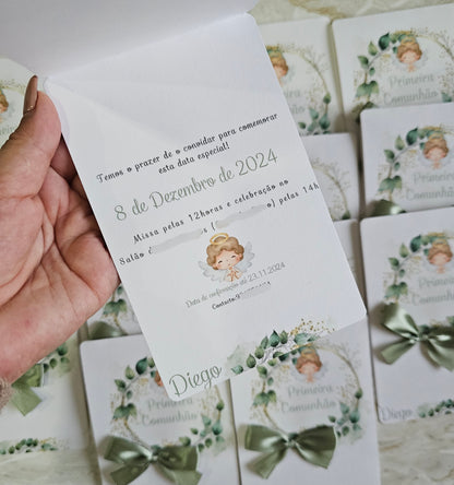 Convite Anjinho floral verde