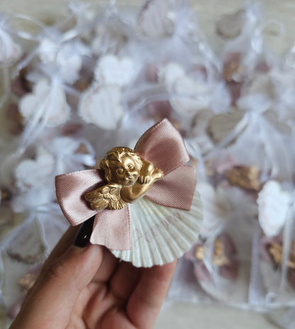 Mini concha íman com anjinho dourado