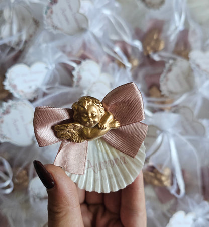 Mini concha íman com anjinho dourado