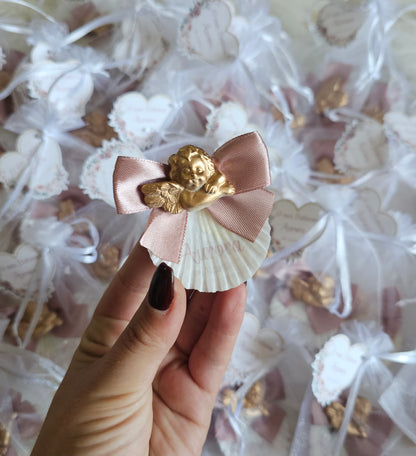 Mini concha íman com anjinho dourado