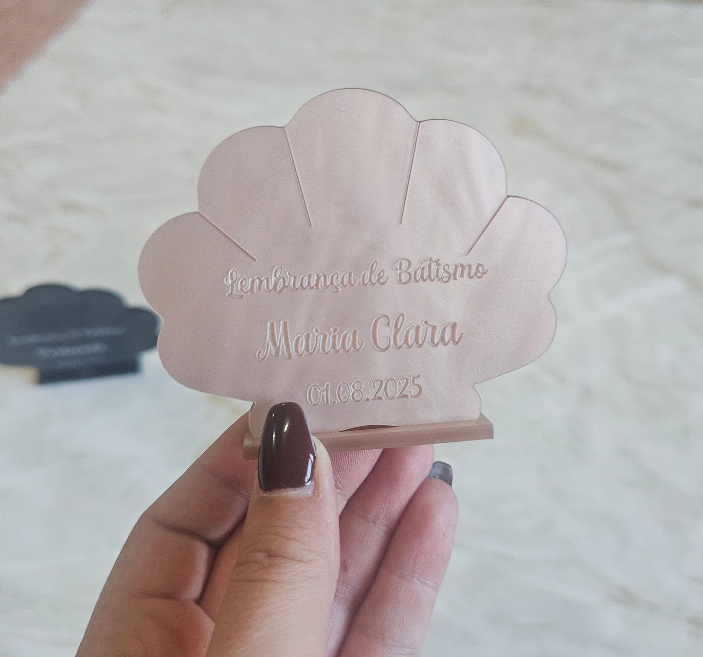Mini moldura concha madrepérola rosa