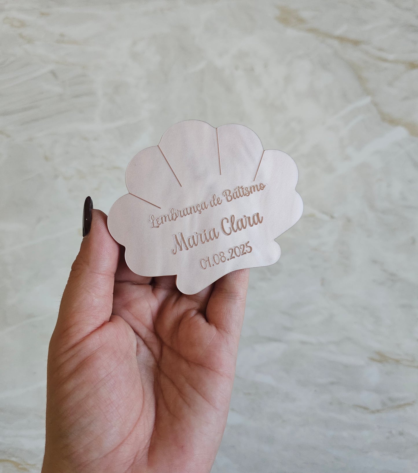Íman acrílico madrepérola rosa concha