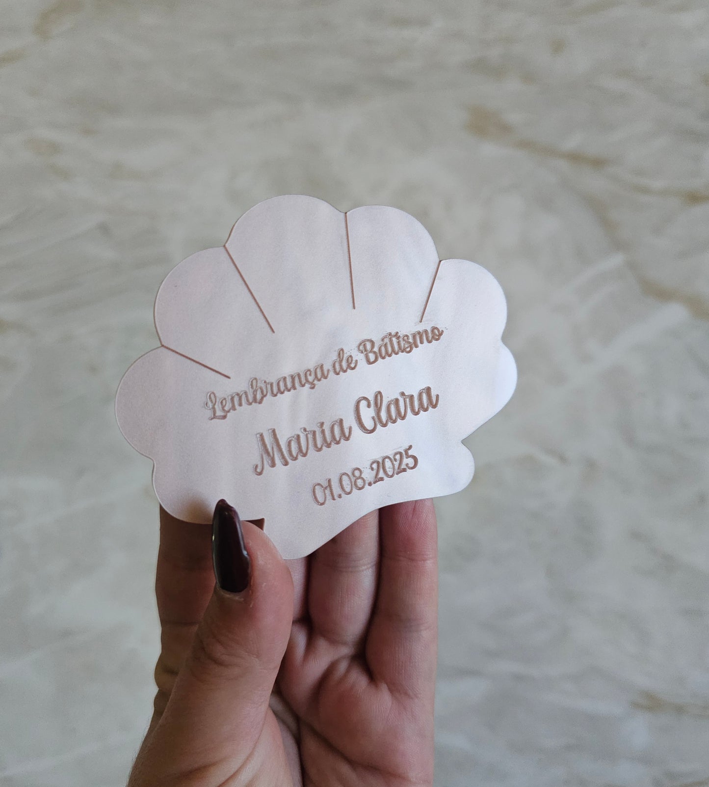 Íman acrílico madrepérola rosa concha