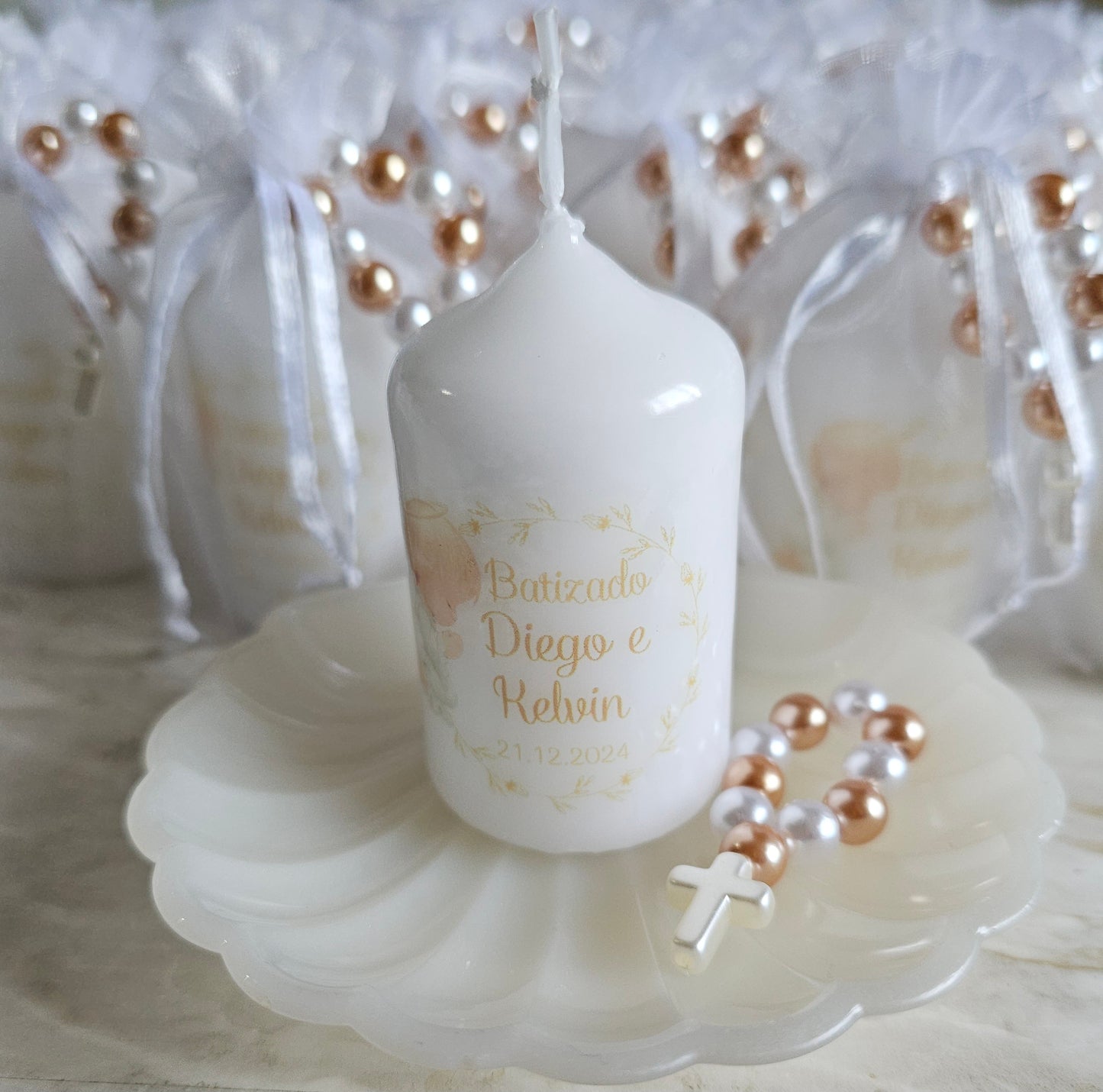 Vela personalizada anjo branco + dezena