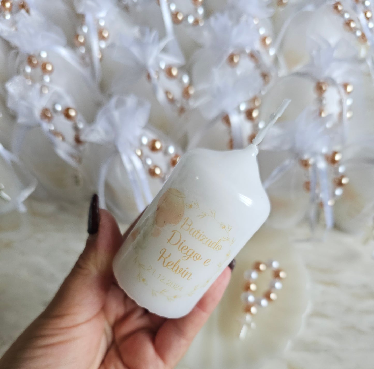 Vela personalizada anjo branco + dezena