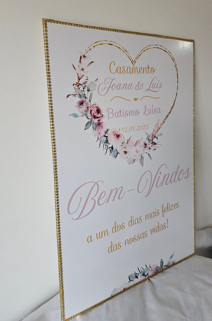 Placa de Boas vindas Casamento & Batizado