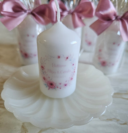 Vela personalizada floral rosa