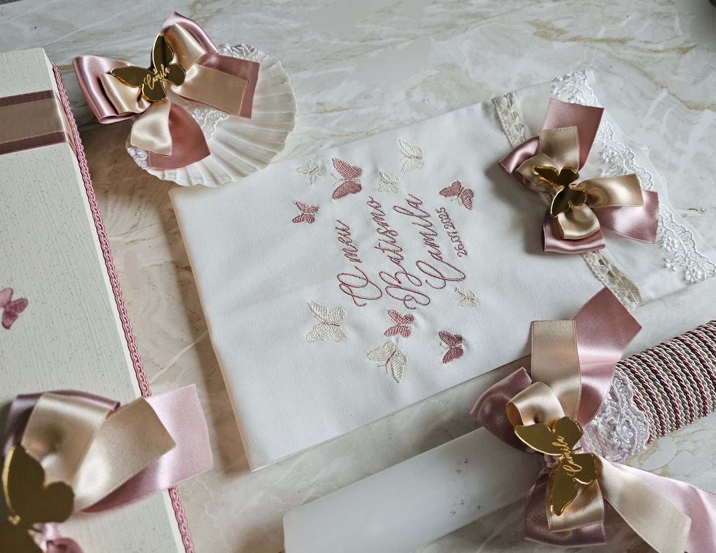 Conjunto de Batismo "Camila" Borboletas