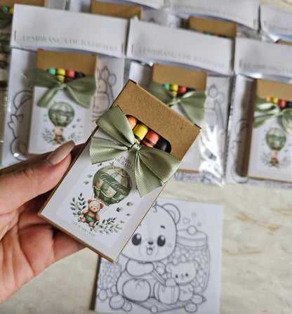 Kit lápis + desenhos para colorir "Ursinho"