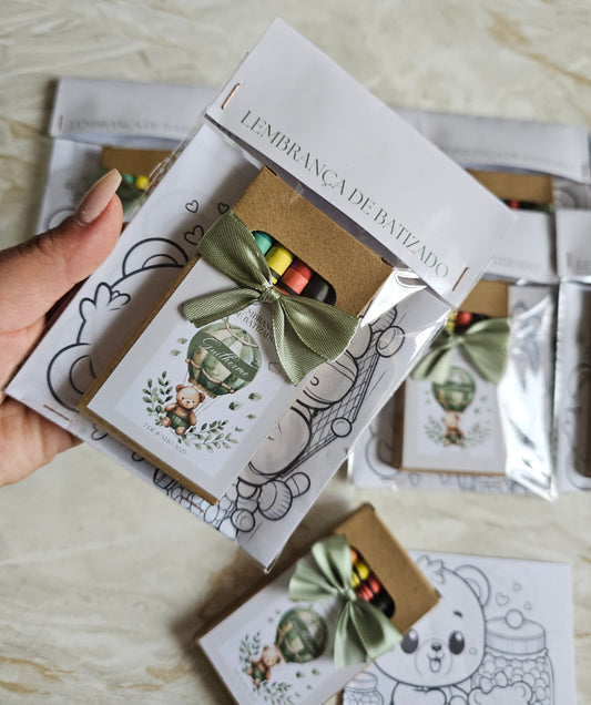 Kit lápis + desenhos para colorir "Ursinho"