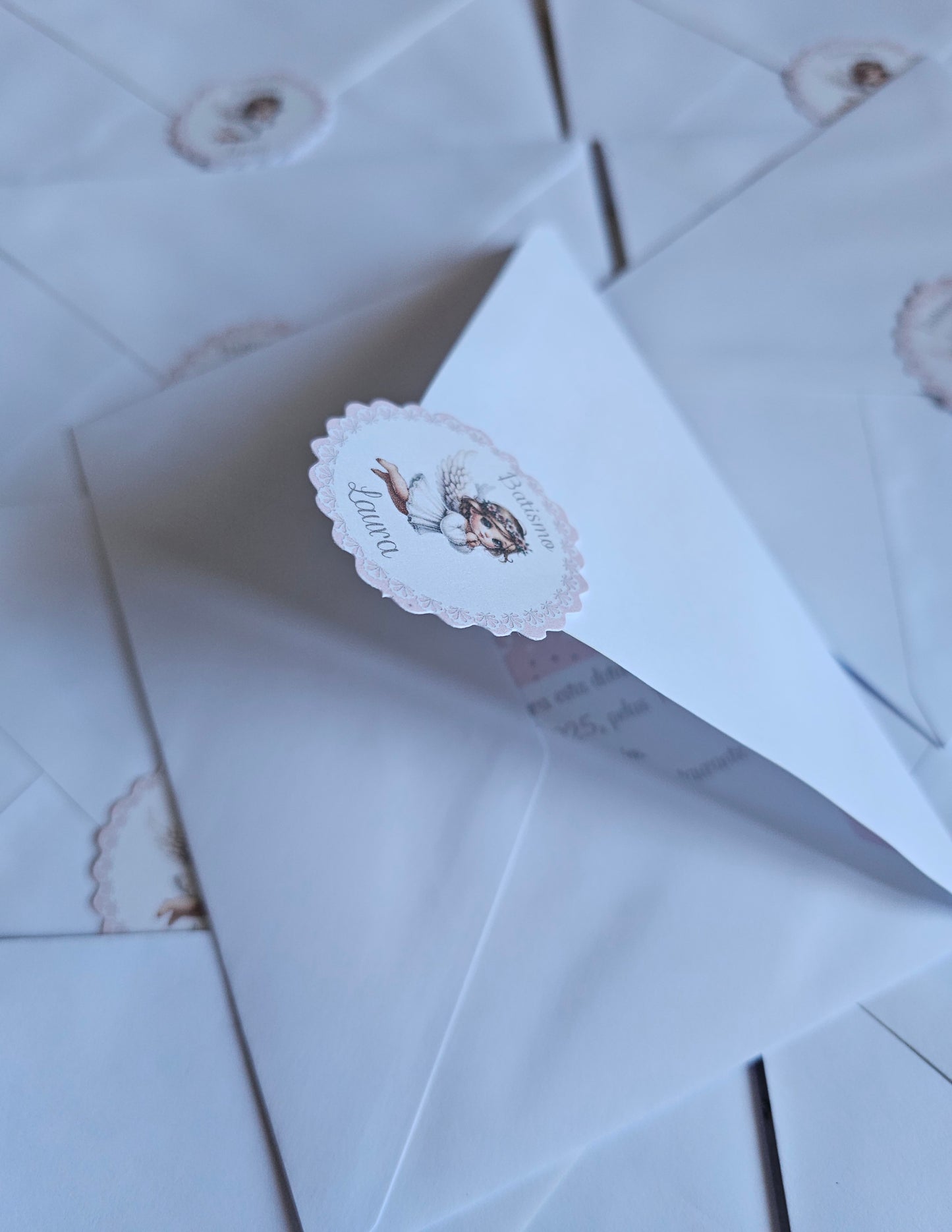 Convites Batismo "Laura" anjinha