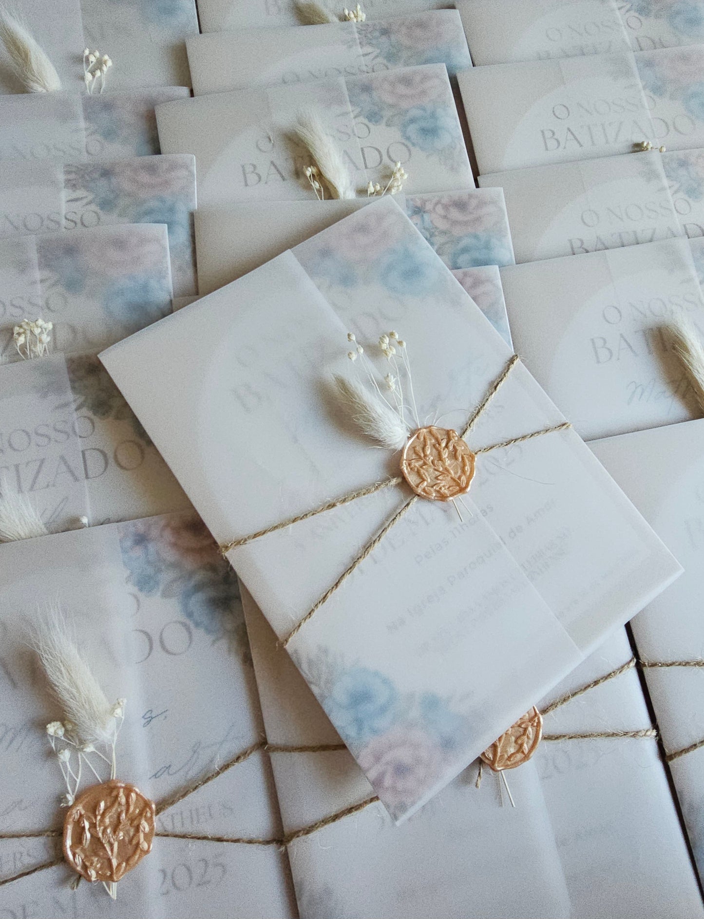 Convite Floral "Azul e Rosa"