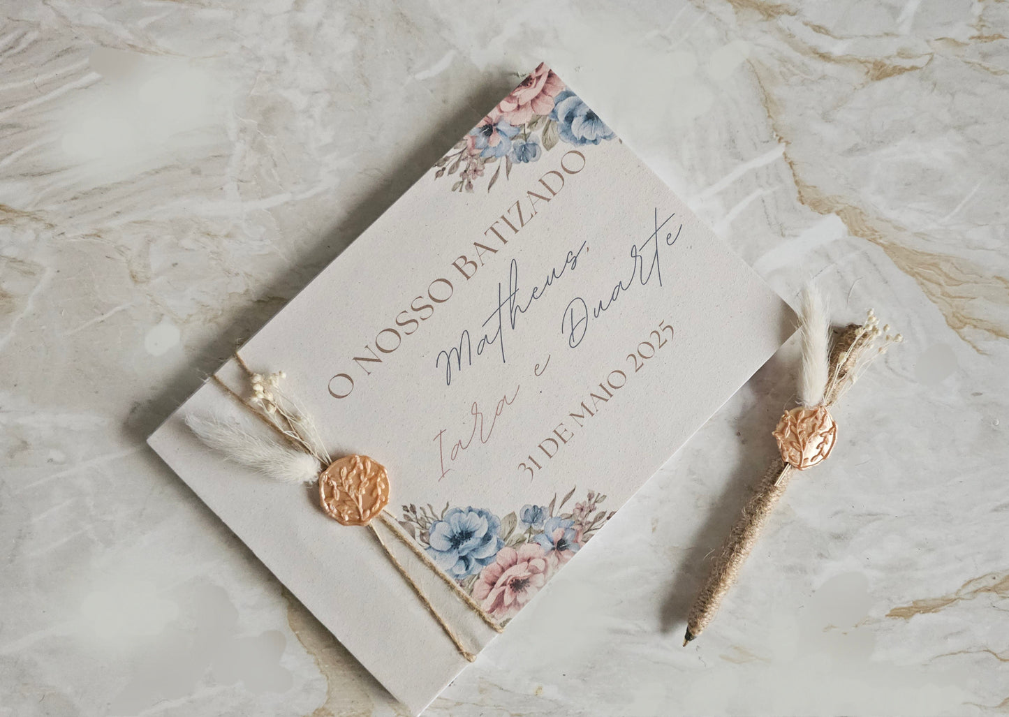 Livro de Honra Floral "Rosa e Azul"