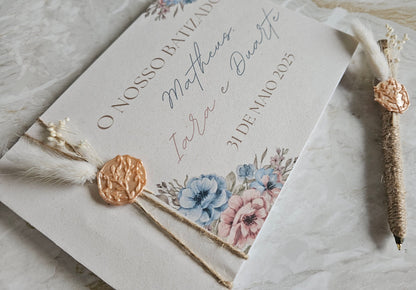 Livro de Honra Floral "Rosa e Azul"