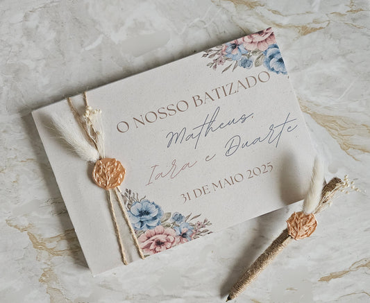 Livro de Honra Floral "Rosa e Azul"