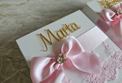 Caixa convite Madrinha rosa