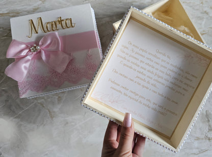 Caixa convite Madrinha rosa