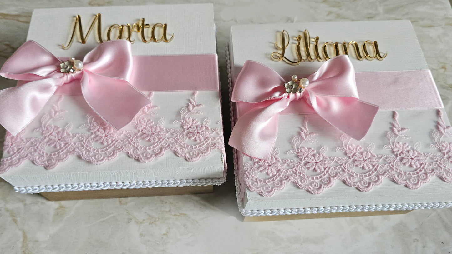 Caixa convite Madrinha rosa