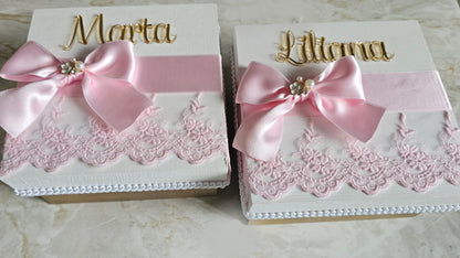 Caixa convite Madrinha rosa