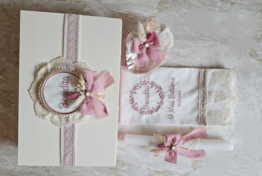 Conjunto de Batismo "Benedita" flores preservadas