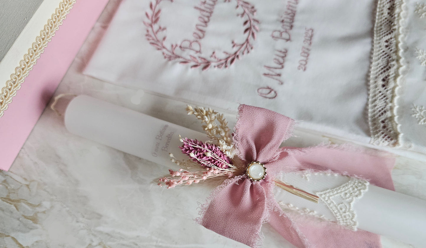 Conjunto de Batismo "Benedita" flores preservadas