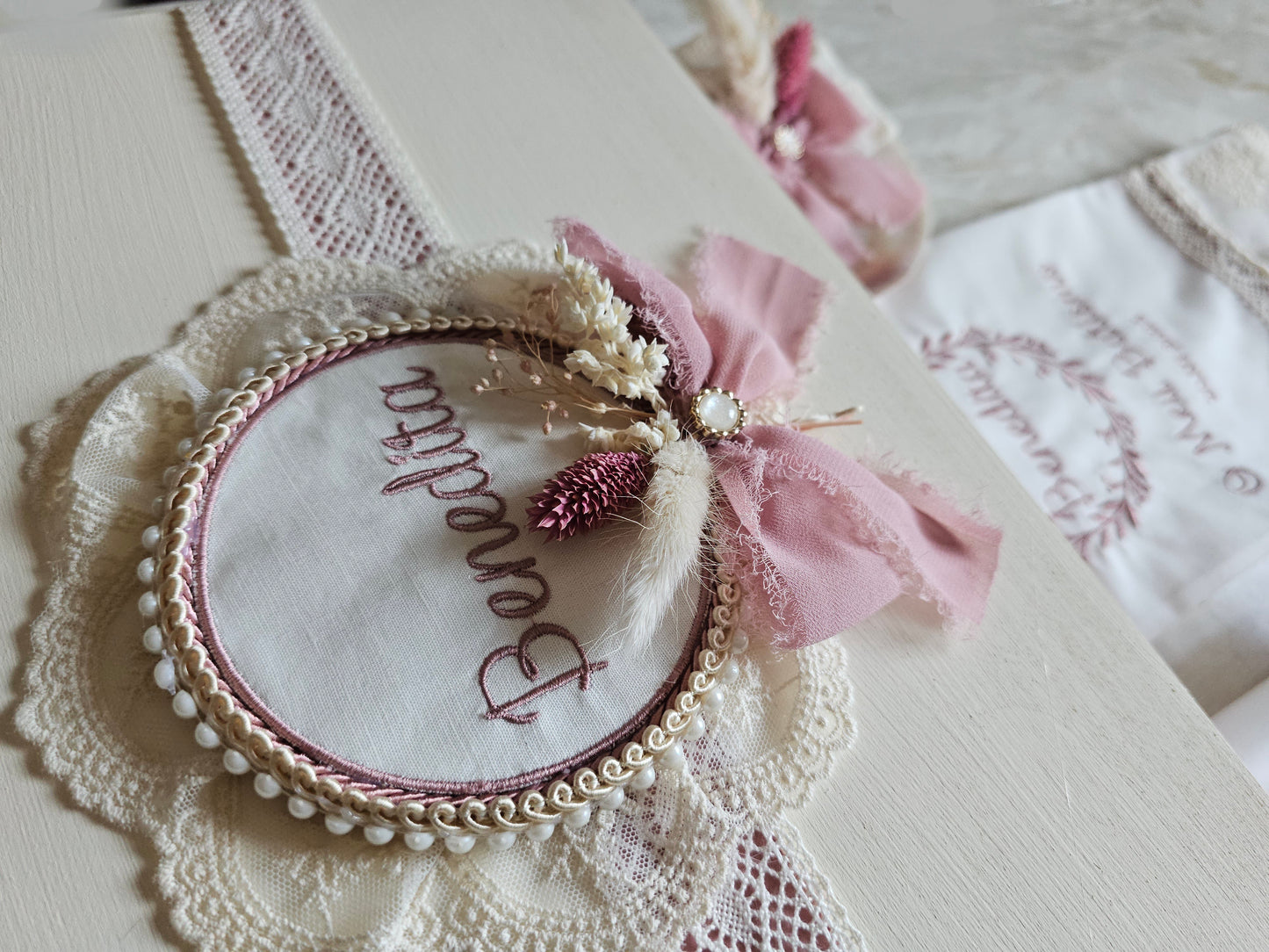 Conjunto de Batismo "Benedita" flores preservadas