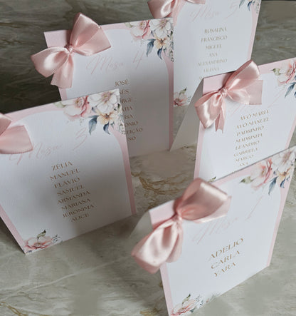 Marcador de mesa Floral rosa