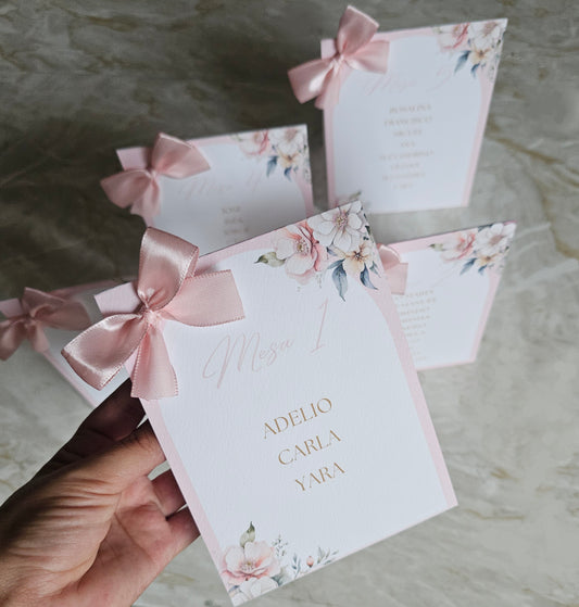 Marcador de mesa Floral rosa