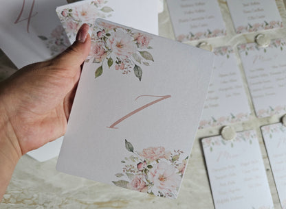 Marcadores de mesa floral "Numeração"
