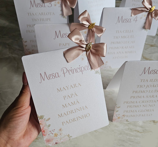 Marcadores de mesa "folha dourada"