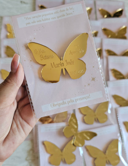 Íman borboleta acrílico dourado" Maria Inês"