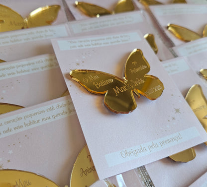 Íman borboleta acrílico dourado" Maria Inês"