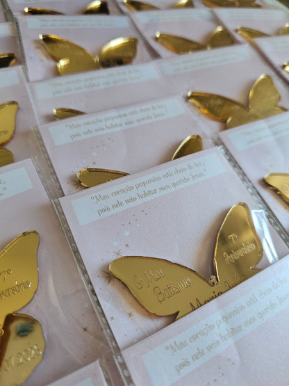 Íman borboleta acrílico dourado" Maria Inês"