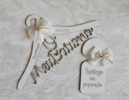 Kit cabide + placa porta "Santiago"