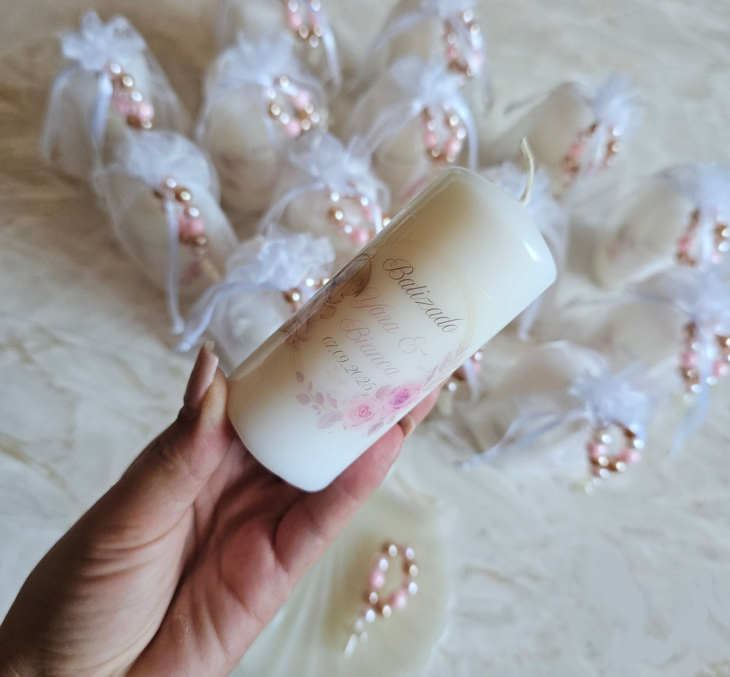 Vela personalizada "Anjinha rosa" + mini dezena