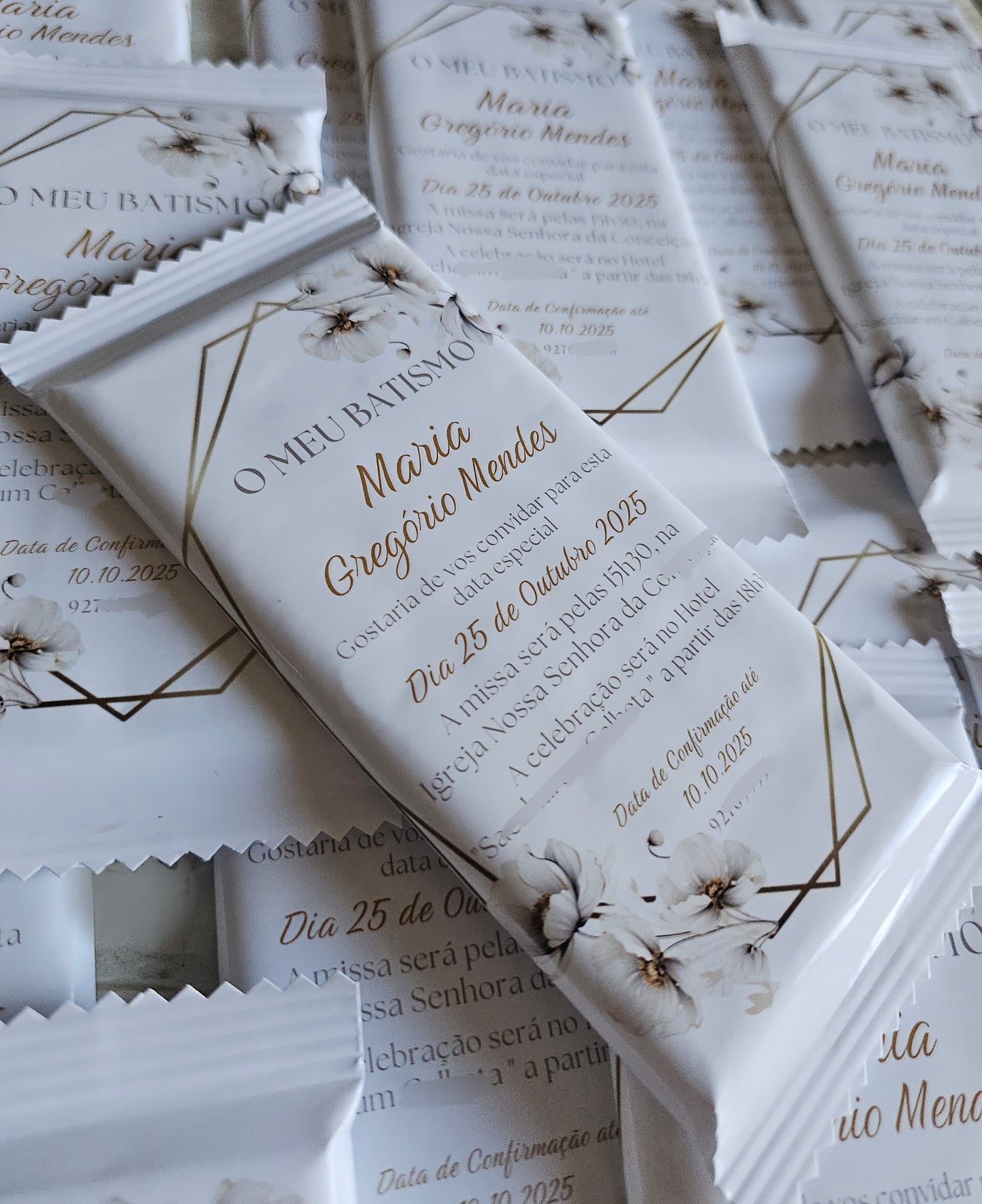 Convite chocolate Maria M. "Branco Puro"