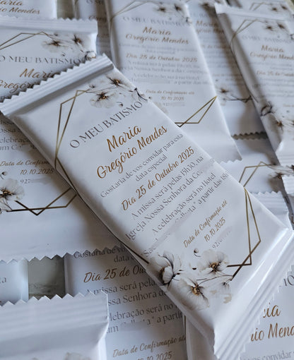 Convite chocolate Maria M. "Branco Puro"