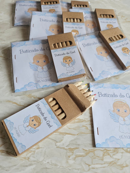 Caixa lápis com livro de desenhos para colorir