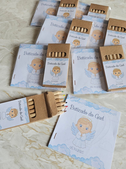 Caixa lápis com livro de desenhos para colorir