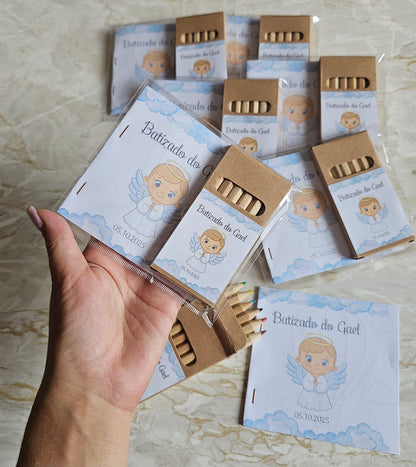 Caixa lápis com livro de desenhos para colorir