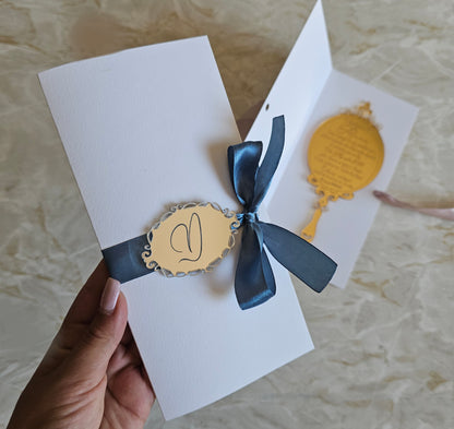 Convite em acrílico prateado "espelho mágico"