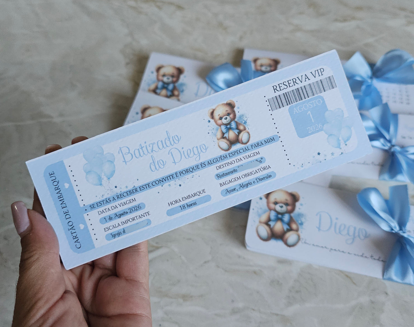 Convite bilhete "Ursinho Diego"