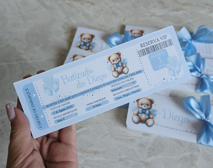 Convite bilhete "Ursinho Diego"