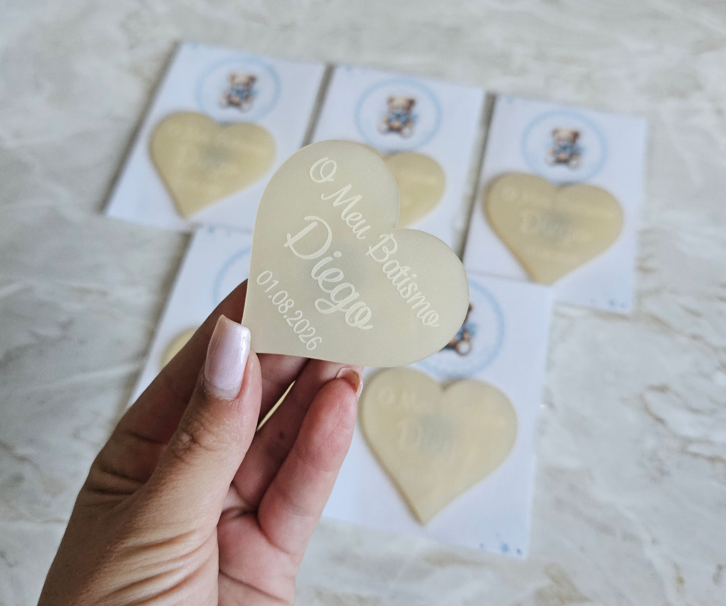 Íman acrílico madrepérola creme "Coração"