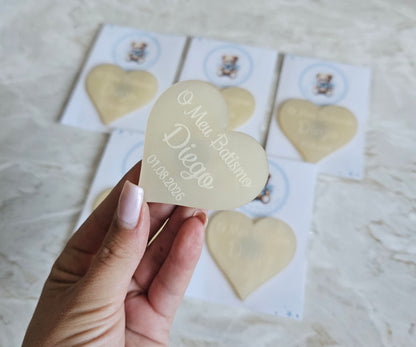 Íman acrílico madrepérola creme "Coração"