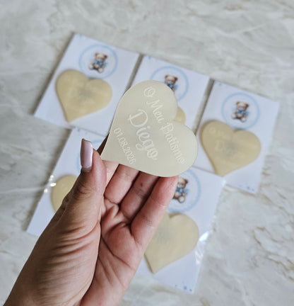 Íman acrílico madrepérola creme "Coração"