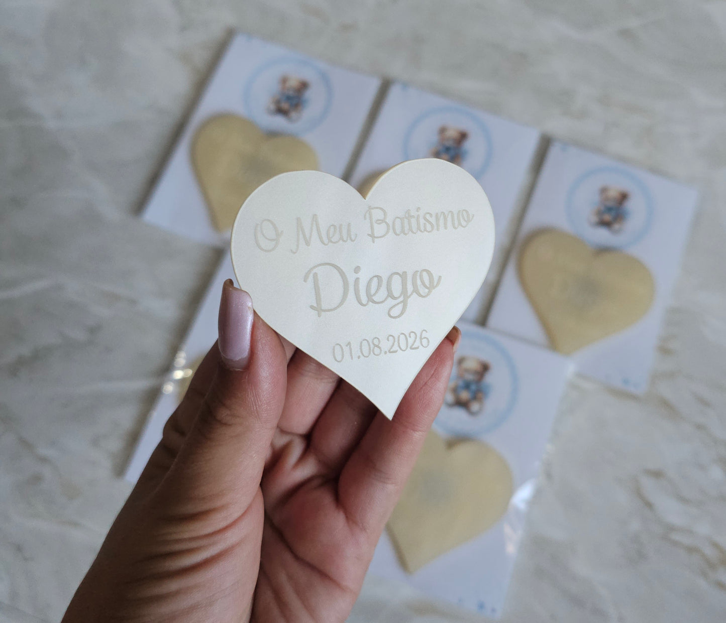 Íman acrílico madrepérola creme "Coração"