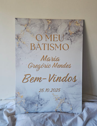 Placa de Boas vindas "Mármore"